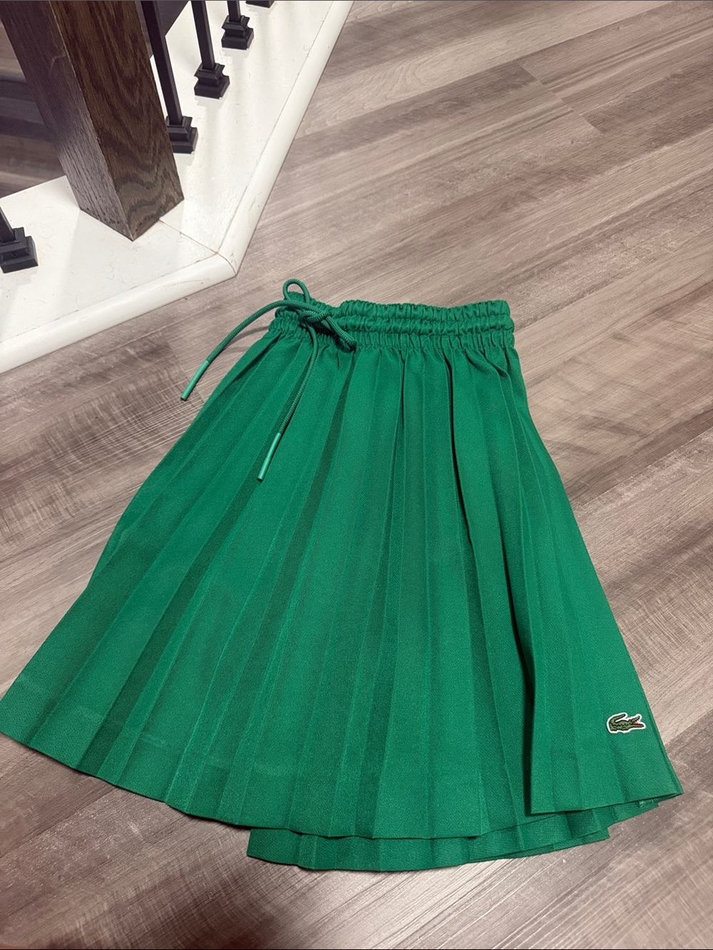 Lacoste Green Pleated Drawstring Skirt